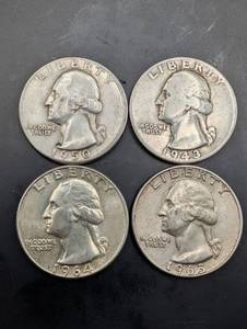 United States Washington Quarter Dollar - 90% Silver (Lot of 4)