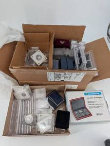 Collection Of Coin Holders And Cases For Coin Collecting