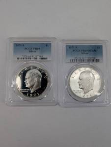 PCGS 1971-S Eisenhower Silver Dollar PR69 DCAM (2 Coins)