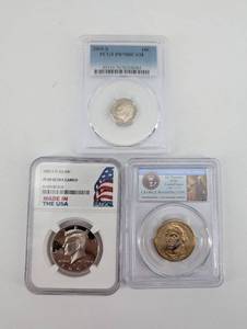 3-Coin US Set - 2005-S Dime PR70DCAM, 2003-S Washington Half Dollar PF69 Ultra Cameo, Presidential $1 Washington