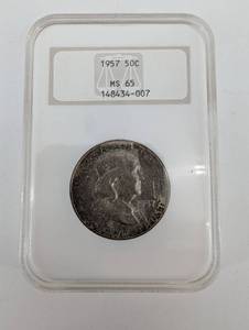 Franklin Half Dollar 1957 50C MS65 NGC Slab Coin
