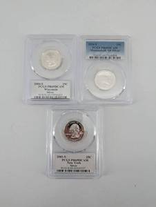 90% Silver PCGS PR69DCAM Wis. 2004-S 25C - NY 2001-S 25C - Shenandoah NP-S 2014-S (Lot of 3)