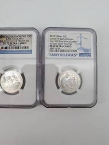 90% Silver Fort Moultrie 2016-S 25C Silver Proof & Lowell 2019-S 25C Silver Proof (2-Coin Set)