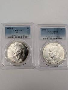 40% Silver Eisenhower Dollars 1971-S MS63 PCGS Silver (Lot of 2)