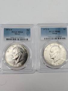 40% Silver Eisenhower Dollars 1971-S MS63 PCGS Silver (Lot of 2)