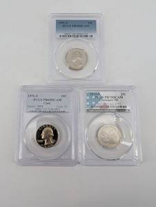 PCGS Quarters - 1991-S Washington PR69DCAM 1976-S Bicentennial PR69DCAM 2011-S Chickasaw PR70DCAM