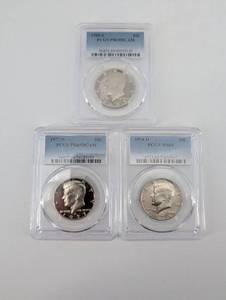 Kennedy Half Dollars PCGS Set - 1985-S PR69DCAM, 1977-S PR69DCAM, 1974-D MS65