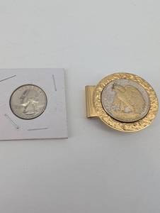Walking Liberty Money Clip & 1969 Washington Quarter