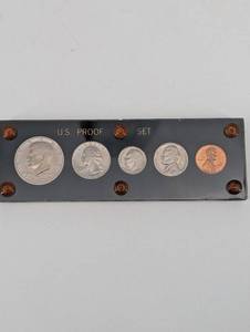 U.S. Proof Set - 6-Coin Display Panel (Copper Cent) - Vintage 1970s