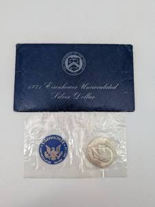 40% Silver 1971 Eisenhower Dollar - Uncirculated Silver Dollar in Blue Card Packaging