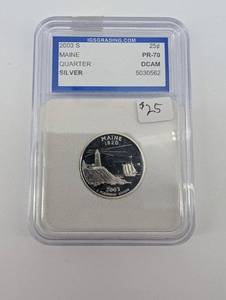 2003-S Maine Quarter Silver PR-70 DCAM IGS Grading