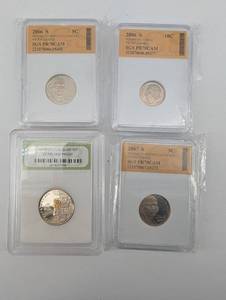 Monticello Nickel 2006-S PR70CAM - Roosevelt Dime 2006-S PR70CAM - Monticello Nickel 2007-S PR70CAM - Washington Quarter INB DCAM PROOF (Lot of 4)