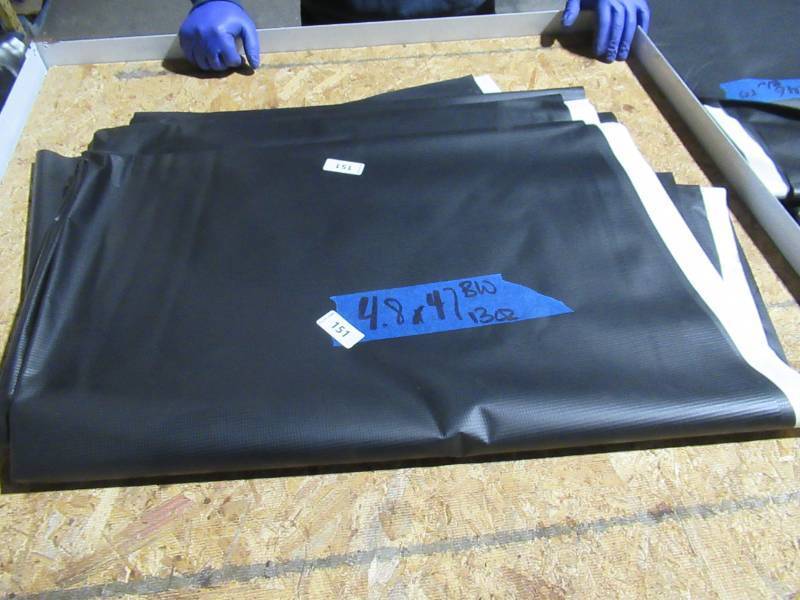 NEW Vinyl Tarp Remnant - 4 x 47  Black  White Vinyl tarp - 13 oz. Midweight Duty
