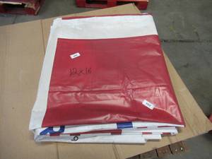 12 x 16 7 oz. Black Vinyl Tarp w Advertisement  Reused Billboard  7 mil Lightweight Duty