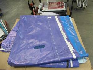 18 x 48 7 oz. Black Vinyl Tarp w Advertisement  Reused Billboard  7 mil Lightweight Duty