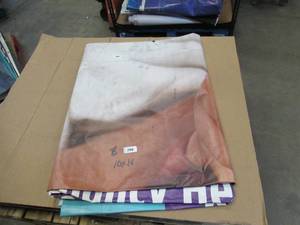 10 x 16 7 oz. White Vinyl Tarp w Advertisement  Reused Billboard  9 mil Lightweight Duty