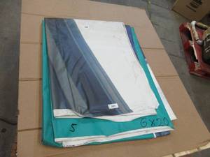 6 x 20 7 oz. Black Vinyl Tarp w Advertisement  Reused Billboard  7 mil Lightweight Duty