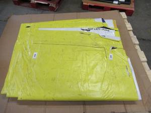 25 x 33 7 oz. Black Vinyl Tarp w Advertisement  Reused Billboard  7 mil Lightweight Duty