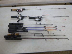 Ice Fishing Poles and 3 Reels