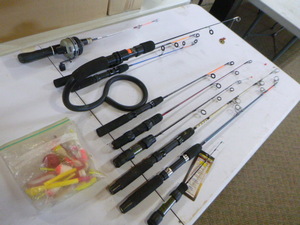 Ice Fishing Poles and a Reel