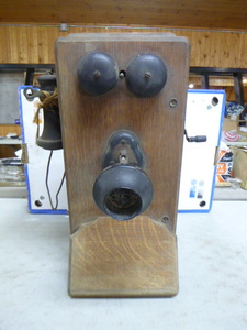 Antique Wall-Mounted Hand-Crank Telephone