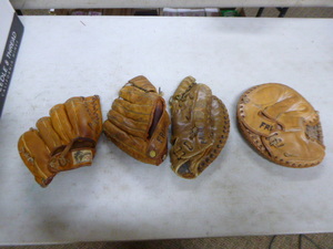 4 Old Baseball Gloves