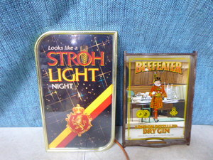 Stroh Light and Beefeater Bar Signs