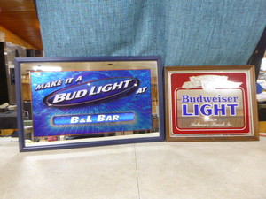 2 Bud Light Mirror Signs
