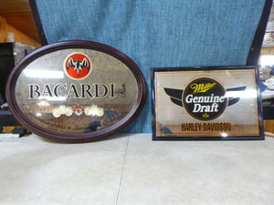 Bacardi and Miller Genuine Draft Mirror Sign