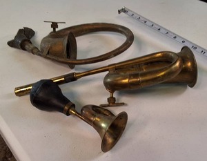 Antique Brass Ball Horns Lot of (3)