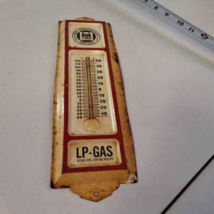 MIDLAND COOPERATIVES ADVERTISING THERMOMETER Metal 1976 50th anniversary LP-GAS