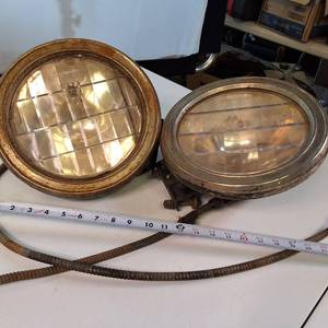 1920s Vintage Tractor Headlights - Lot of (2) - Warner Brand, good lenses (Patterson Lenz)