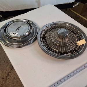Vintage lot of (2) Unique Hub Caps - Pontiac and Chevrolet Motor Company