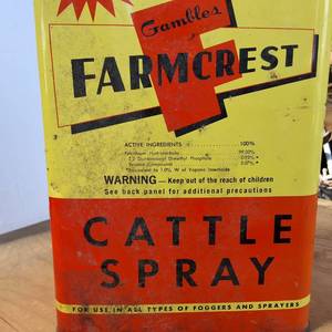 Vapona Vintage Tin Gallon Can Farmcrest Cattle Spray, SUPER, by Gambles