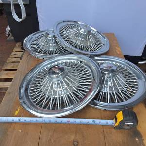 13 inch inner diameter lot of (4) heavy duty spoked hub caps