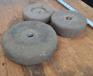 3 thick grinding stones, 7 inch, 7 inch and 8 inch