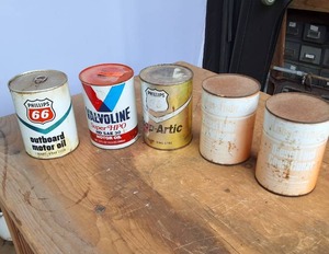 Lot of (5) Vintage Quart cans (FULL)  Valvoline Phillips 66 Trop Arctic and Diesel conditioner