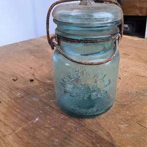 McDonald New Perfect Seal Blue Canning Jar with lid