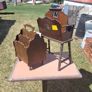 Lot of (2) Vintage Wooden Magazine Racks