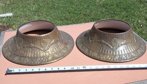Lot of (2) Vintage Lamp Shades made of Brass 14 inches wide