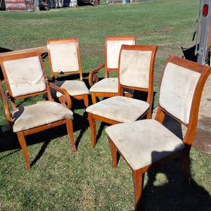 Lot of (5) Wooden Padded Chairs for dining set