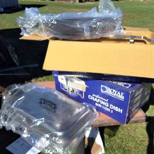NSF Chafing Dish (NIB) Food and water Pan lot of (2) � Royal Industries Stainless 8Qt