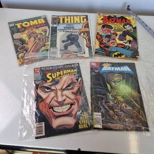 Lot of (5) Comic Magazines incl. The Thing, Tomb of Darkness, Batman & Superman