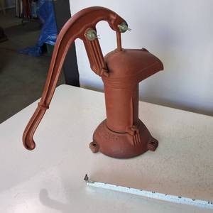 Authentic Red Jacket Cast Iron Hand Pump, 15 inches tall