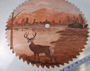 Heavy Hand Painted Vintage Saw Blade by Nolting