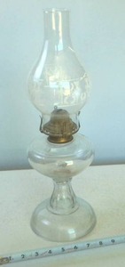 Vintage Kerosene Lamp 18 inches tall � glass with brass wick holder
