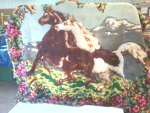 Vintage Heavy Duty Blanket with horses, colorful and unique