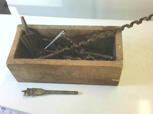 Box O Vintage Tools -  Lots of Wood Drill Bits