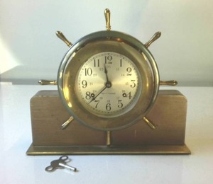 Vintage Seth Thomas Brass Mantel Clock with Key � Made in USA � wall mount, too.
