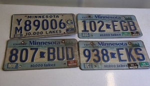 Vintage Embossed Minnesota License Plates �BUD�